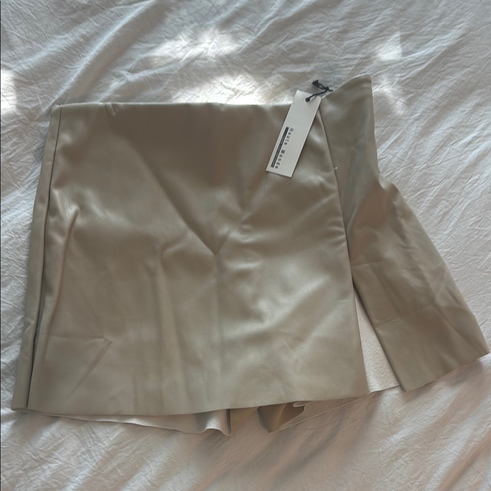 Faux Leather Cream Skort